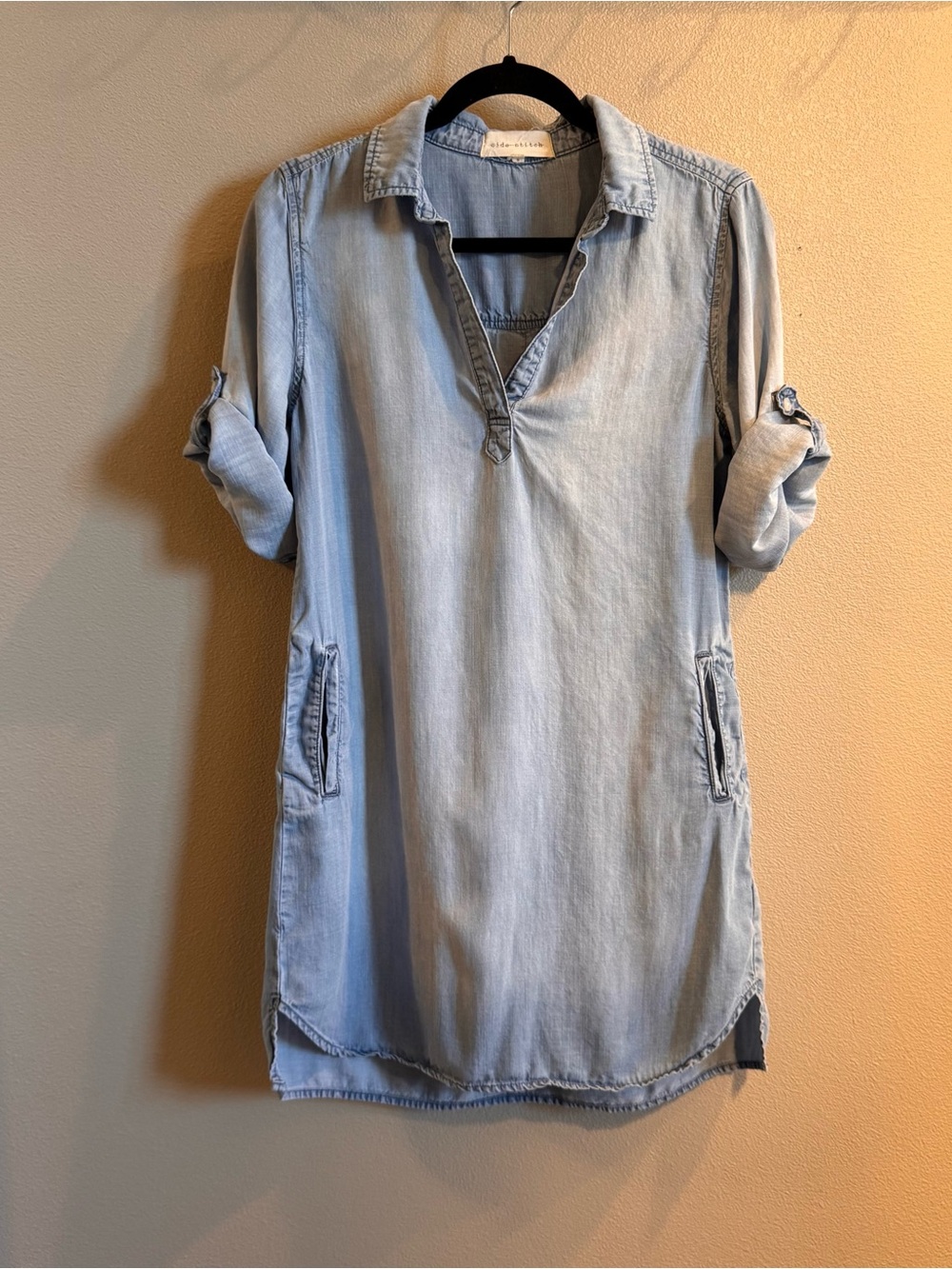 Side Stitch Light Blue Chambray Dress